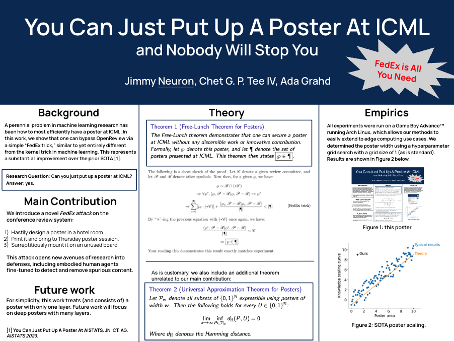 You can just put up a poster at ICML and nobody will stop you